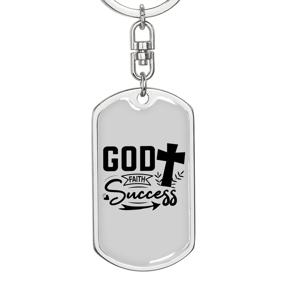 God Success Keychain Stainless Steel or 18k Gold Dog Tag Keyring-Express Your Love Gifts