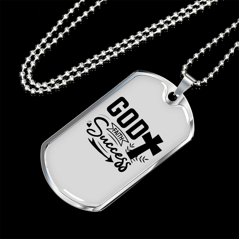 God Success Necklace Stainless Steel or 18k Gold Dog Tag 24" Chain-Express Your Love Gifts