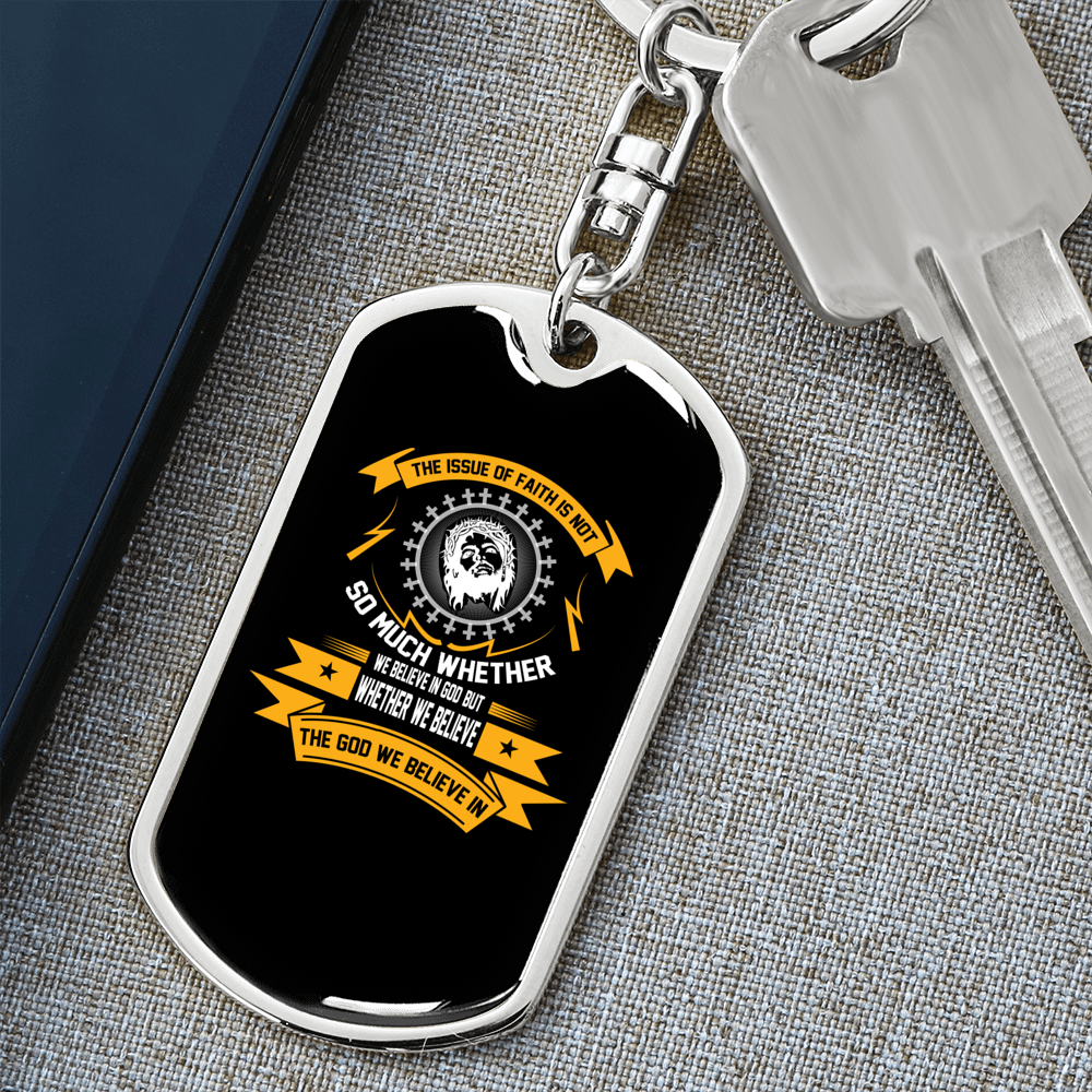 God We Believe In Keychain Stainless Steel or 18k Gold Dog Tag Keyring-Express Your Love Gifts