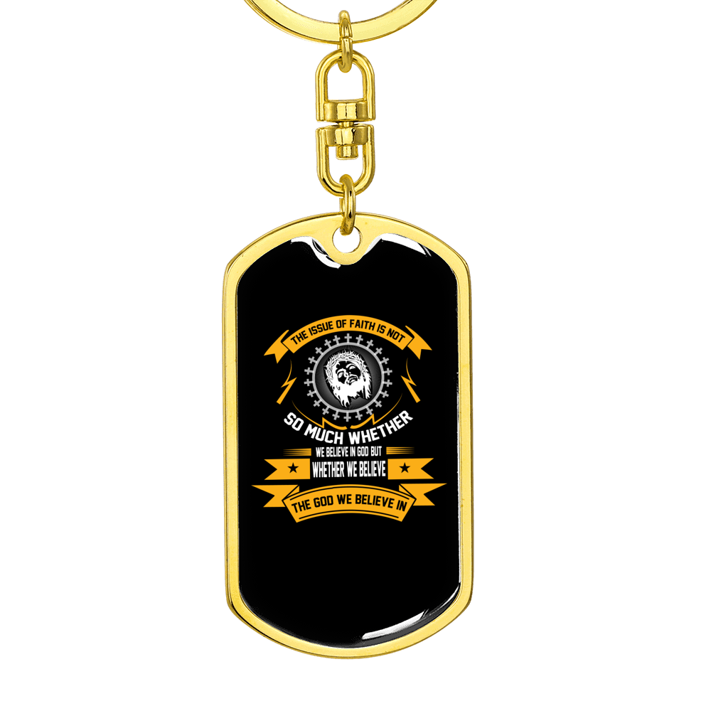 God We Believe In Keychain Stainless Steel or 18k Gold Dog Tag Keyring-Express Your Love Gifts