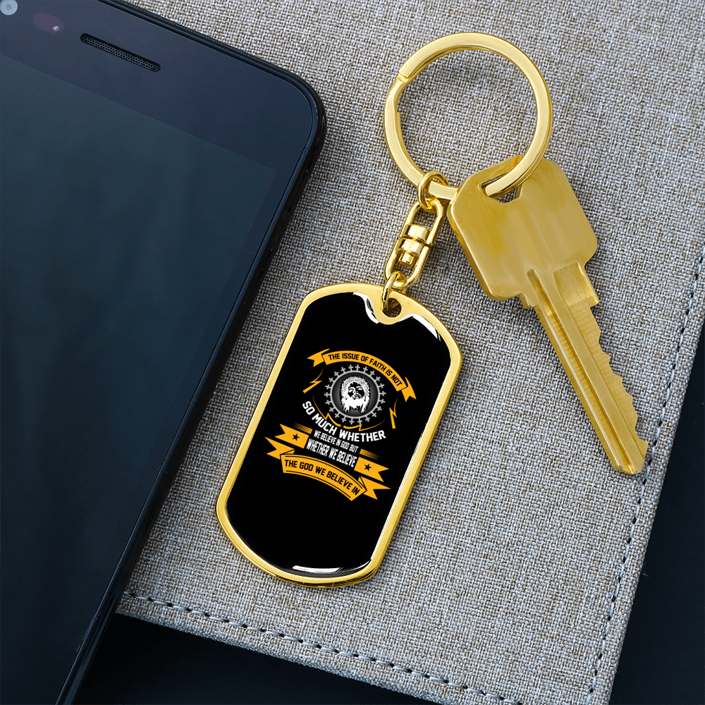 God We Believe In Keychain Stainless Steel or 18k Gold Dog Tag Keyring-Express Your Love Gifts