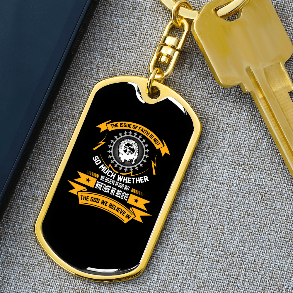 God We Believe In Keychain Stainless Steel or 18k Gold Dog Tag Keyring-Express Your Love Gifts