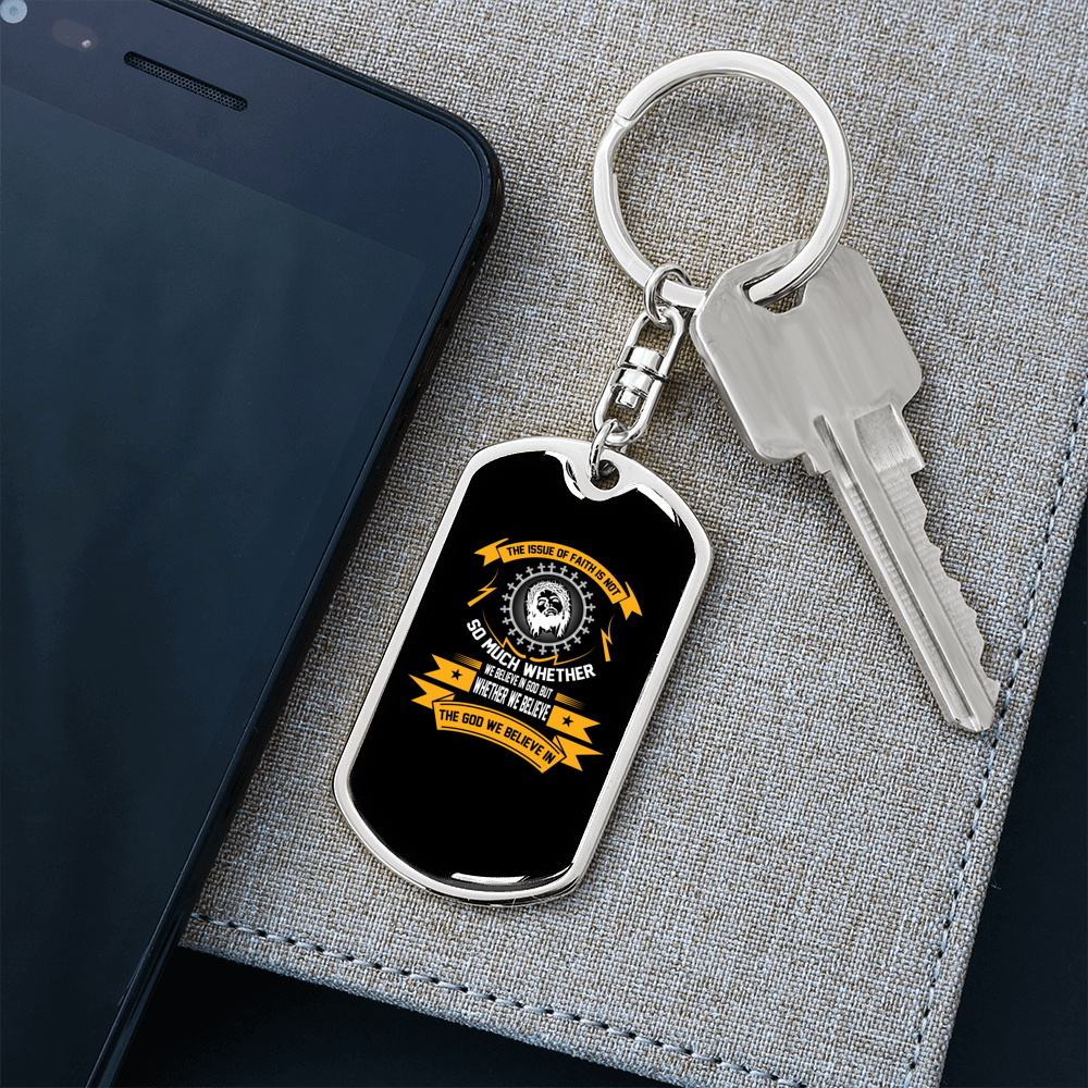 God We Believe In Keychain Stainless Steel or 18k Gold Dog Tag Keyring-Express Your Love Gifts