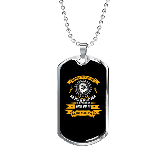 God We Believe In Necklace Stainless Steel or 18k Gold Dog Tag 24" Chain-Express Your Love Gifts