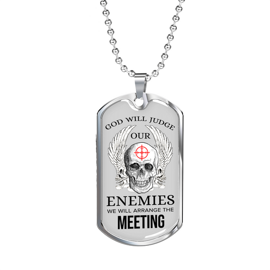 God Will Judge Necklace Stainless Steel or 18k Gold Dog Tag 24" Chain-Express Your Love Gifts