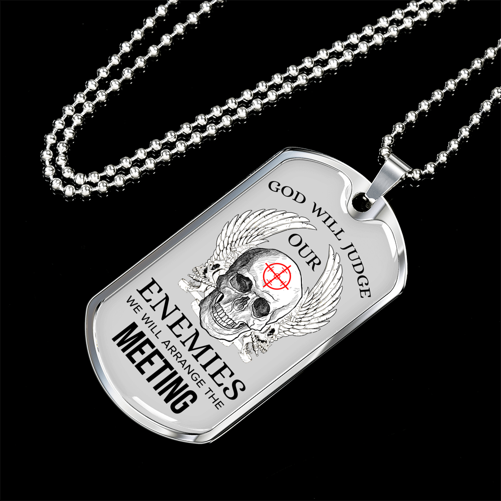 God Will Judge Necklace Stainless Steel or 18k Gold Dog Tag 24" Chain-Express Your Love Gifts