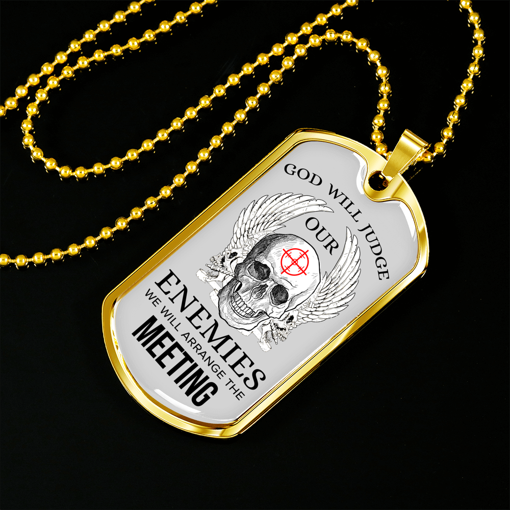 God Will Judge Necklace Stainless Steel or 18k Gold Dog Tag 24" Chain-Express Your Love Gifts