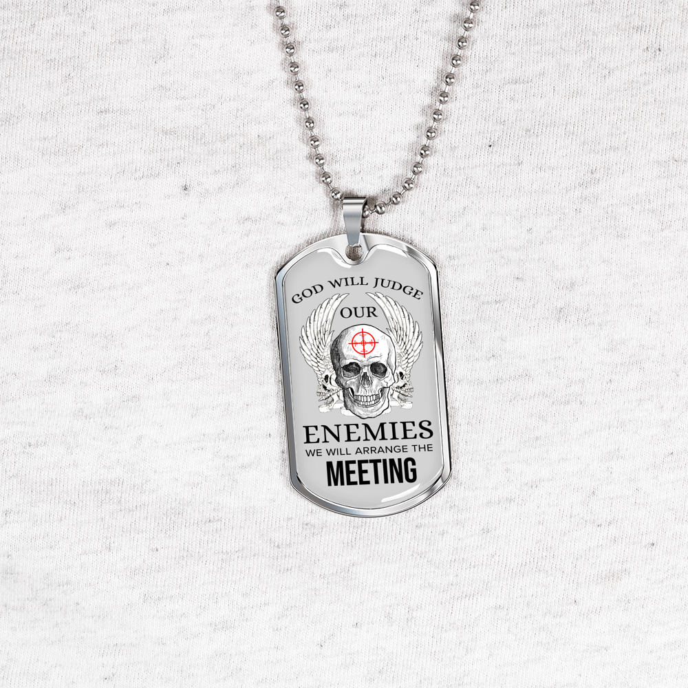 God Will Judge Necklace Stainless Steel or 18k Gold Dog Tag 24" Chain-Express Your Love Gifts