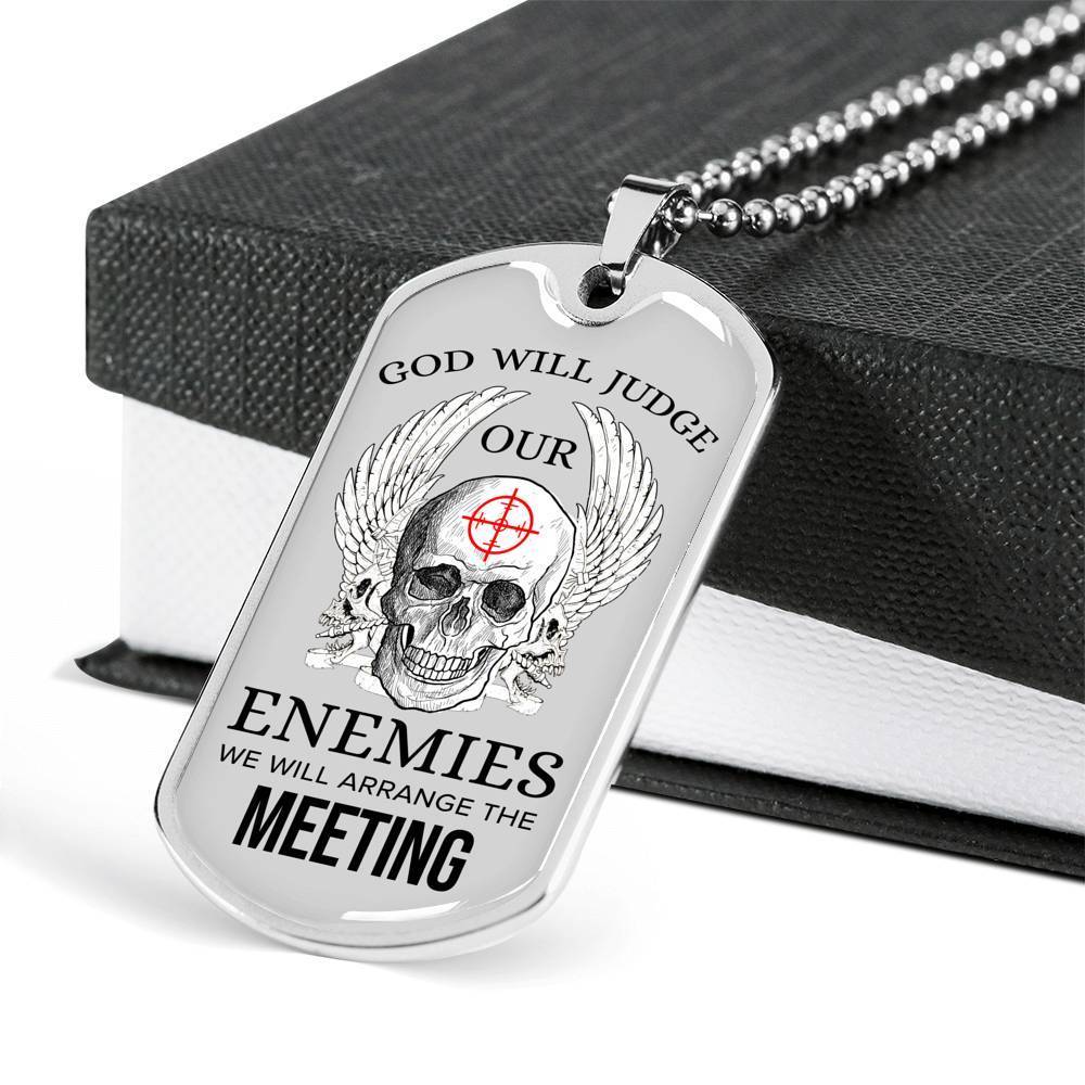 God Will Judge Necklace Stainless Steel or 18k Gold Dog Tag 24" Chain-Express Your Love Gifts