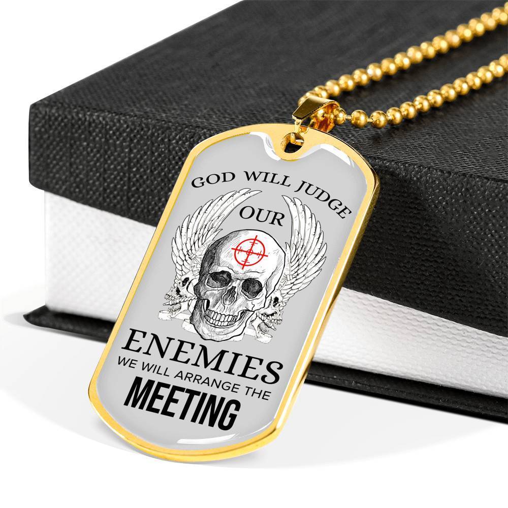 God Will Judge Necklace Stainless Steel or 18k Gold Dog Tag 24" Chain-Express Your Love Gifts