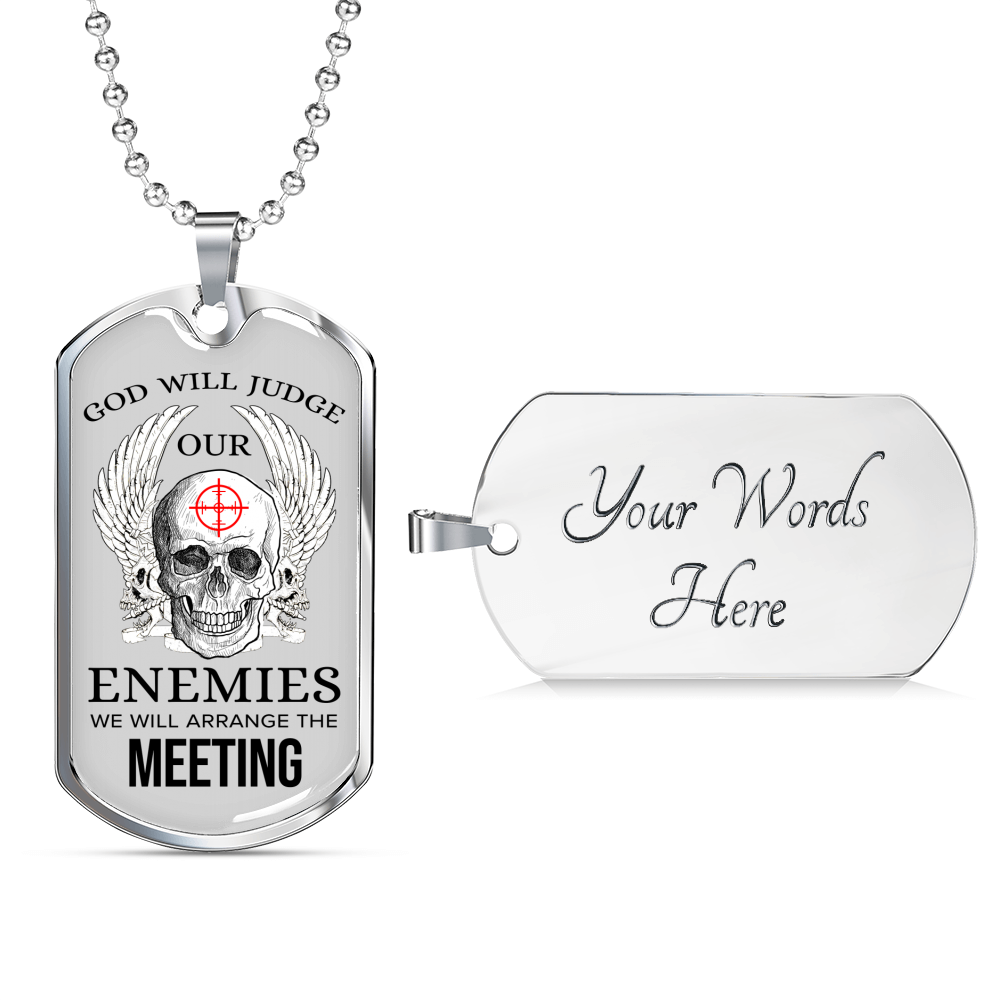 God Will Judge Necklace Stainless Steel or 18k Gold Dog Tag 24" Chain-Express Your Love Gifts