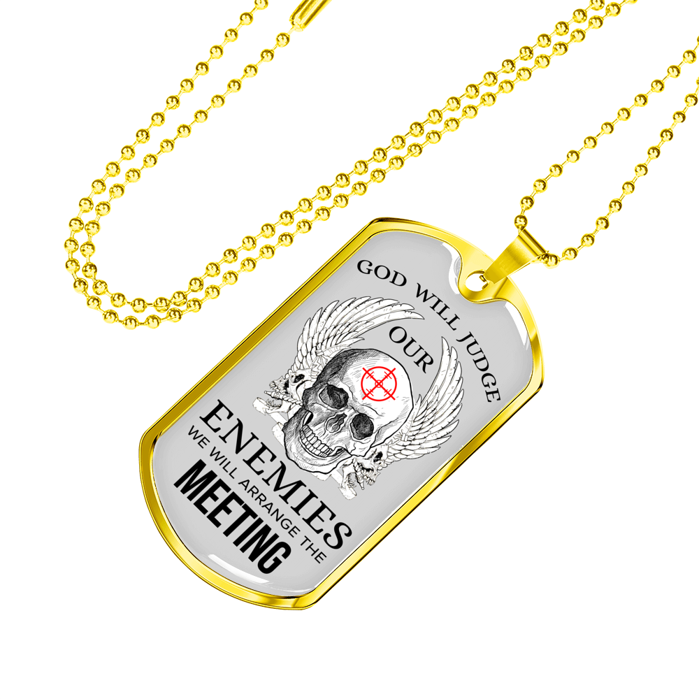 God Will Judge Necklace Stainless Steel or 18k Gold Dog Tag 24" Chain-Express Your Love Gifts