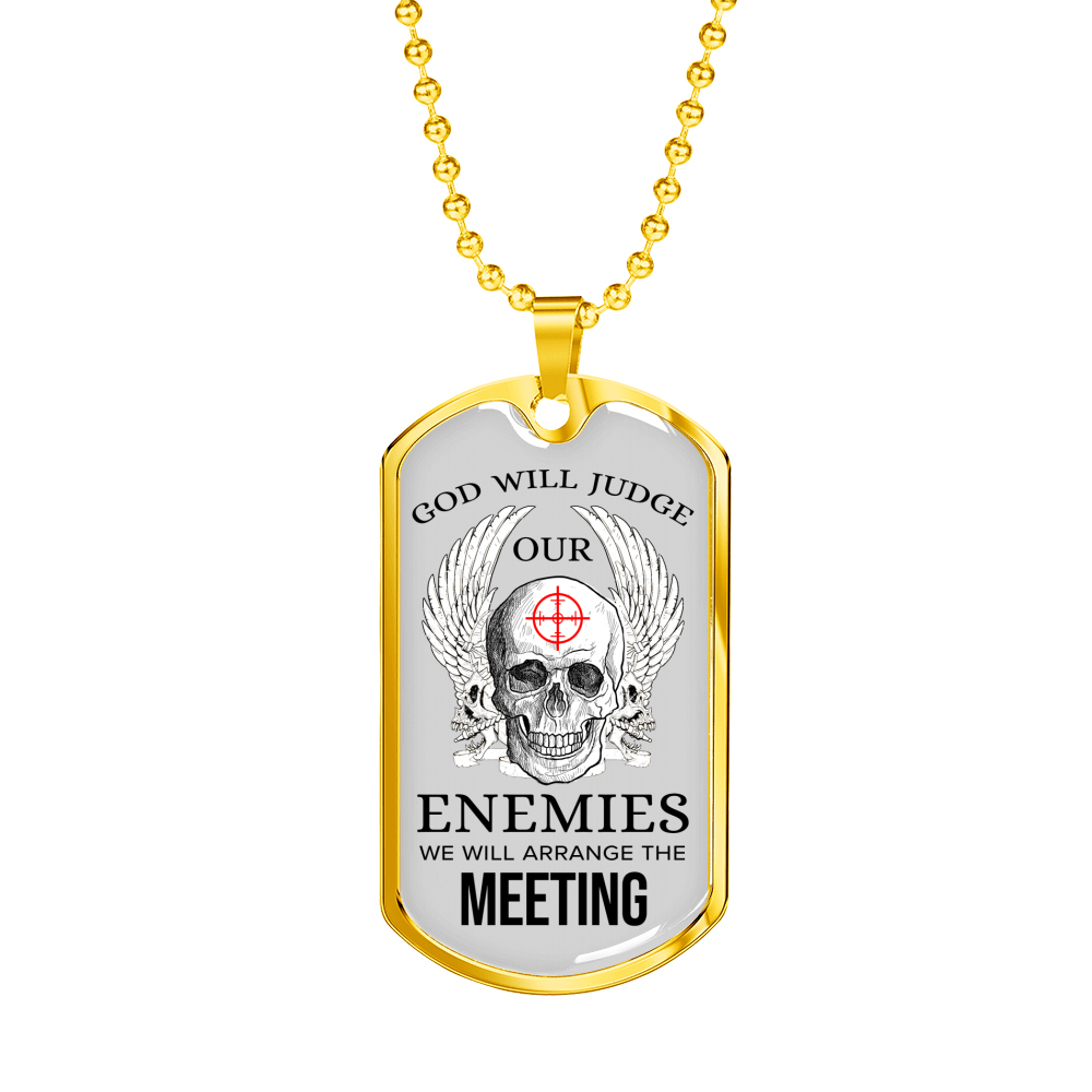God Will Judge Necklace Stainless Steel or 18k Gold Dog Tag 24" Chain-Express Your Love Gifts