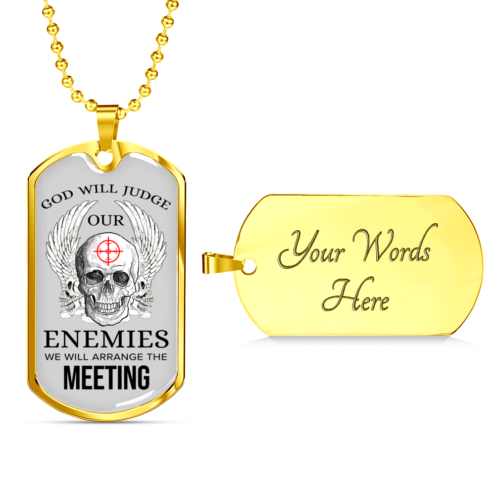 God Will Judge Necklace Stainless Steel or 18k Gold Dog Tag 24" Chain-Express Your Love Gifts