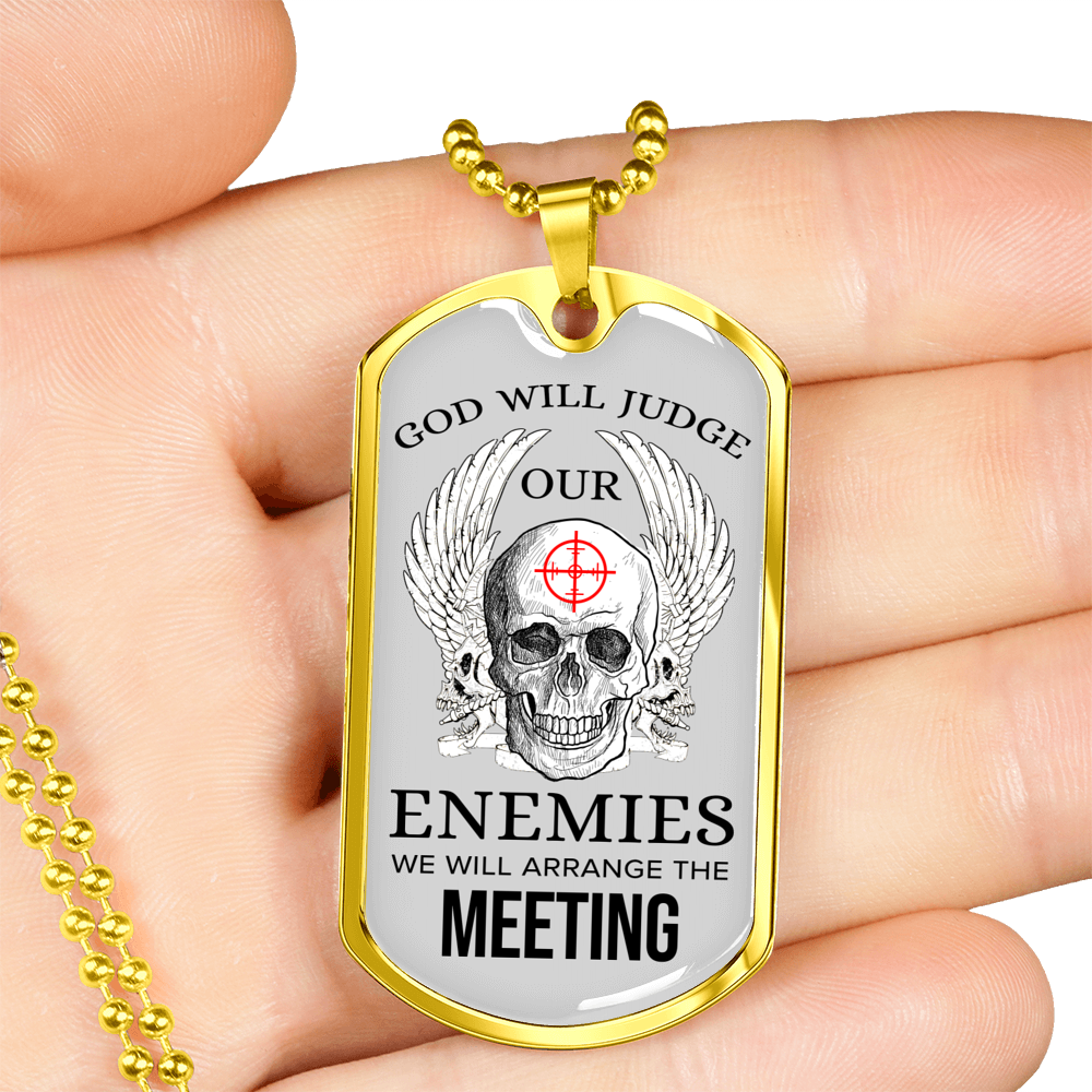 God Will Judge Necklace Stainless Steel or 18k Gold Dog Tag 24" Chain-Express Your Love Gifts