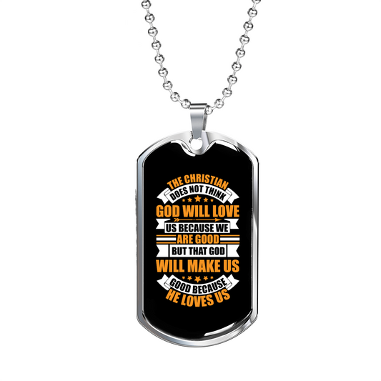 God Will Love Us Necklace Stainless Steel or 18k Gold Dog Tag 24" Chain-Express Your Love Gifts