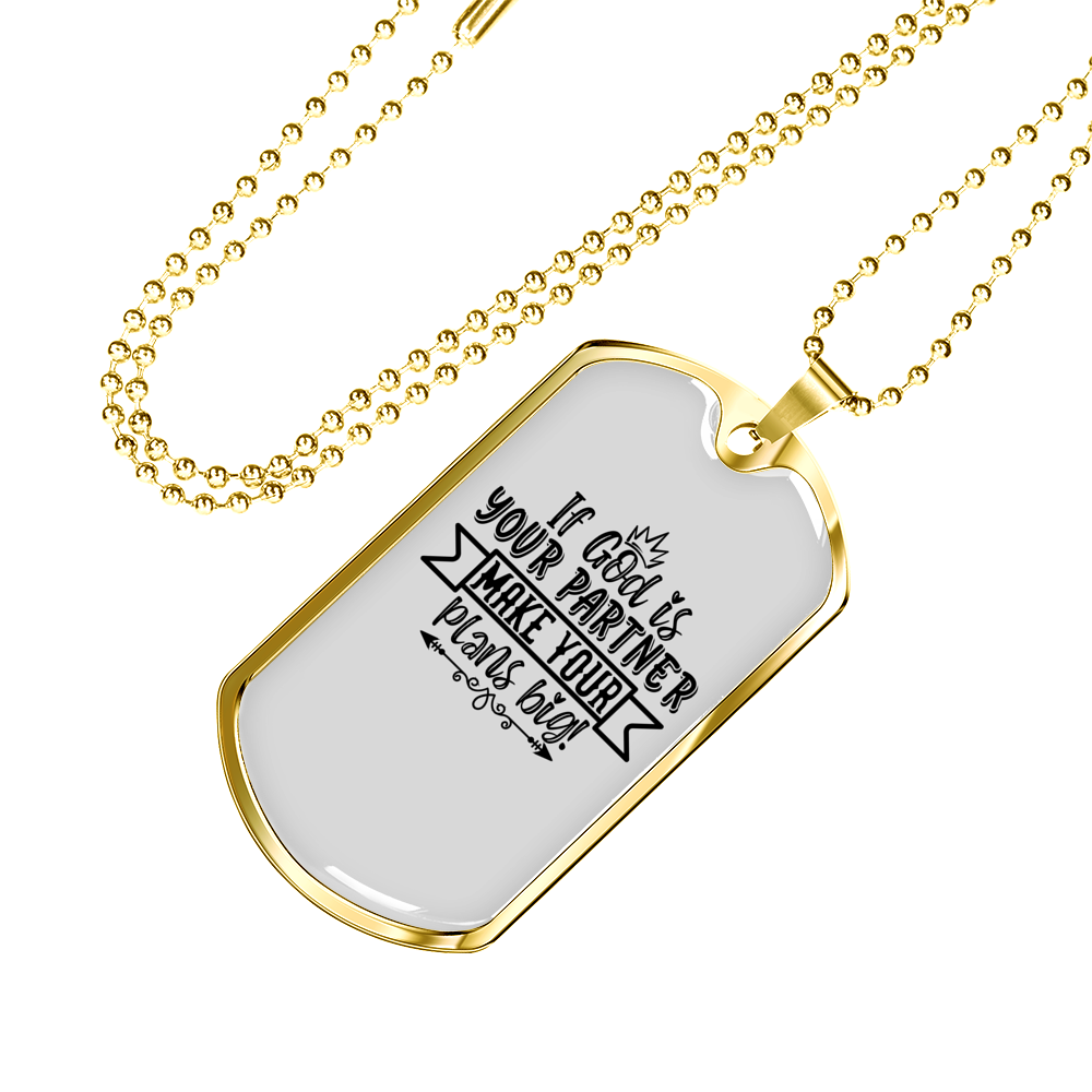 God Your Partner Necklace Stainless Steel or 18k Gold Dog Tag 24" Chain-Express Your Love Gifts