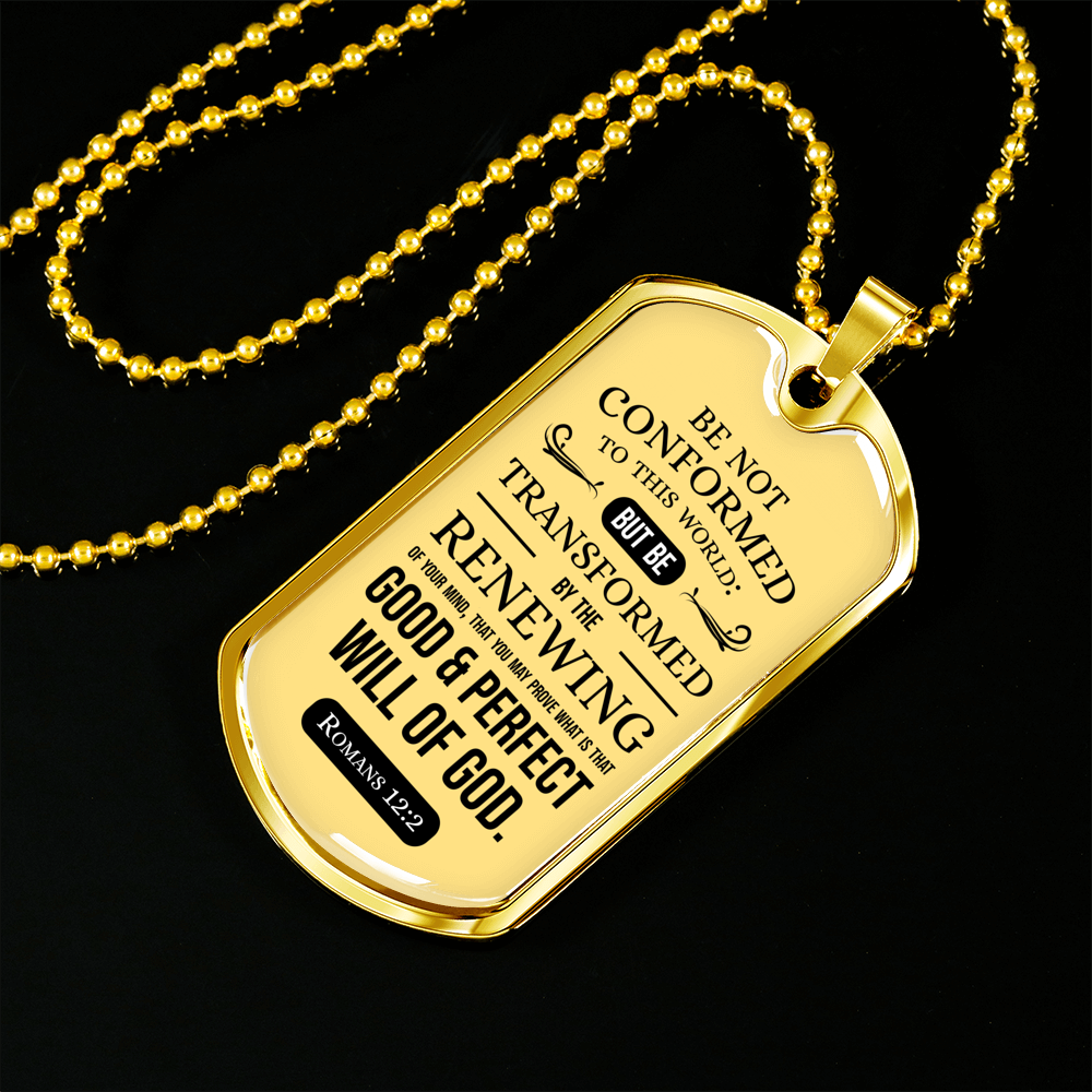 Good And Perfect Will Of God Necklace Stainless Steel or 18k Gold Dog Tag 24" Chain-Express Your Love Gifts