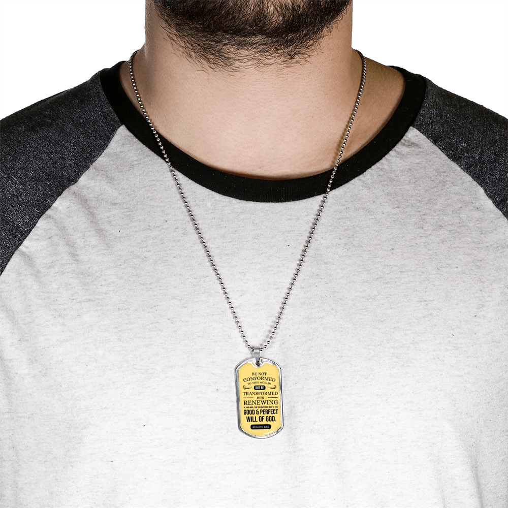 Good And Perfect Will Of God Necklace Stainless Steel or 18k Gold Dog Tag 24" Chain-Express Your Love Gifts