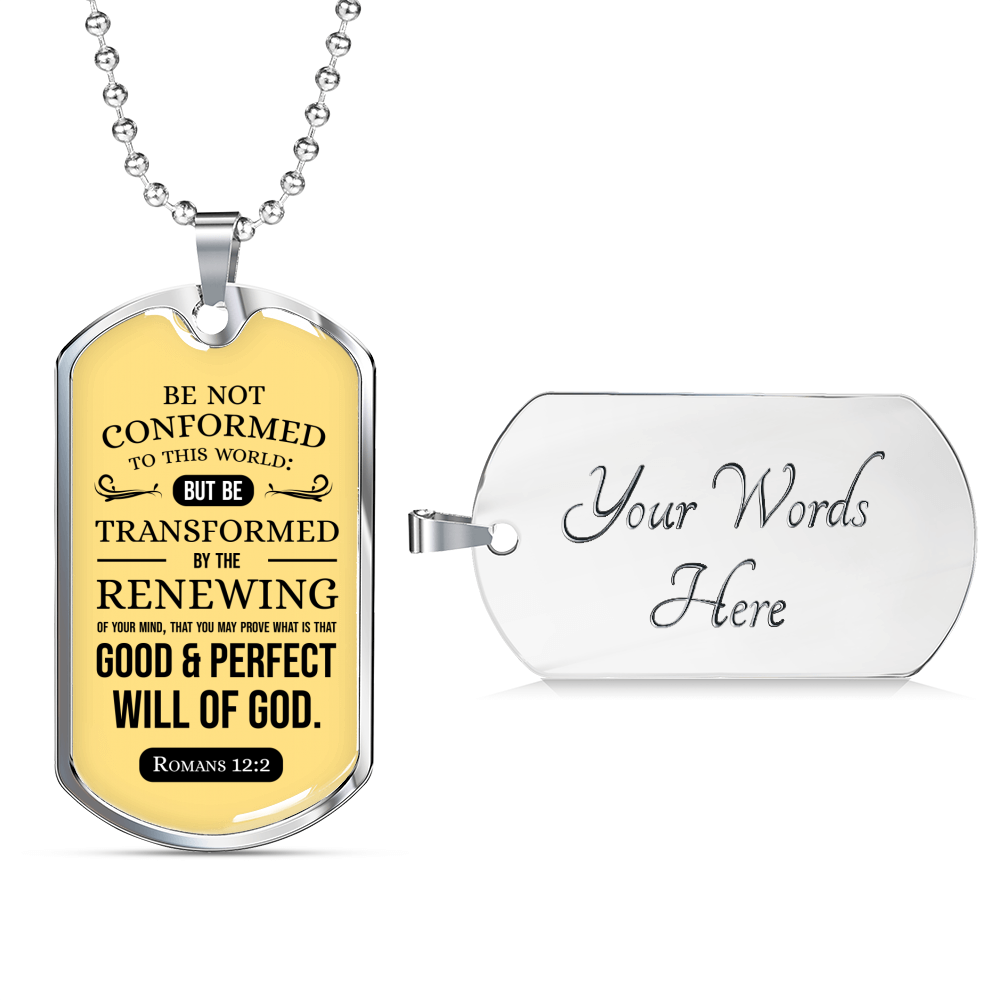 Good And Perfect Will Of God Necklace Stainless Steel or 18k Gold Dog Tag 24" Chain-Express Your Love Gifts