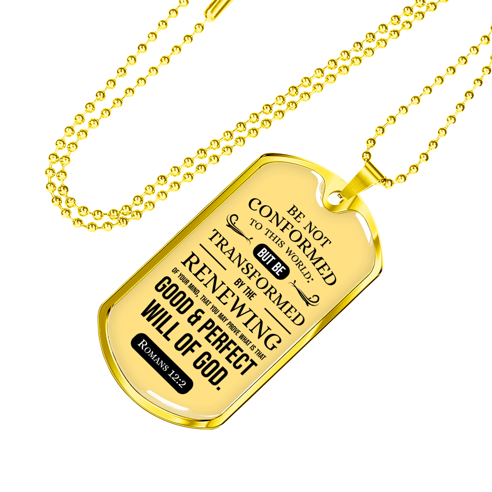 Good And Perfect Will Of God Necklace Stainless Steel or 18k Gold Dog Tag 24" Chain-Express Your Love Gifts