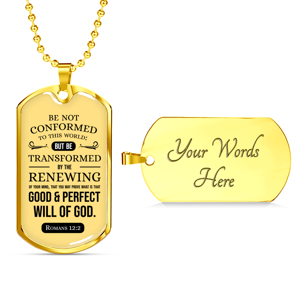 Good And Perfect Will Of God Necklace Stainless Steel or 18k Gold Dog Tag 24" Chain-Express Your Love Gifts