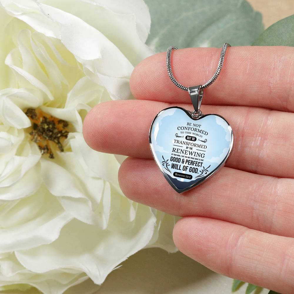 Good And Perfect Will Of God Scripture Romans Heart Pendant Necklace - Express Your Love Gifts