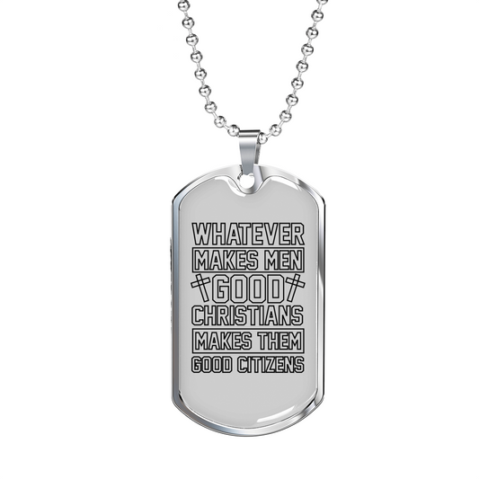 Good Christian Necklace Stainless Steel or 18k Gold Dog Tag 24" Chain-Express Your Love Gifts