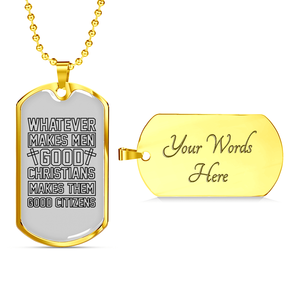 Good Christian Necklace Stainless Steel or 18k Gold Dog Tag 24" Chain-Express Your Love Gifts