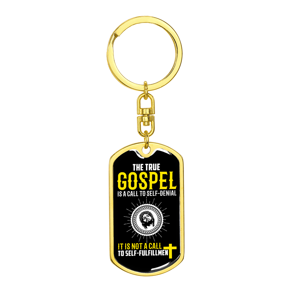 Gospel Call To Self Denial Stainless Steel or 18k Gold Premium Swivel Dog Tag Keychain