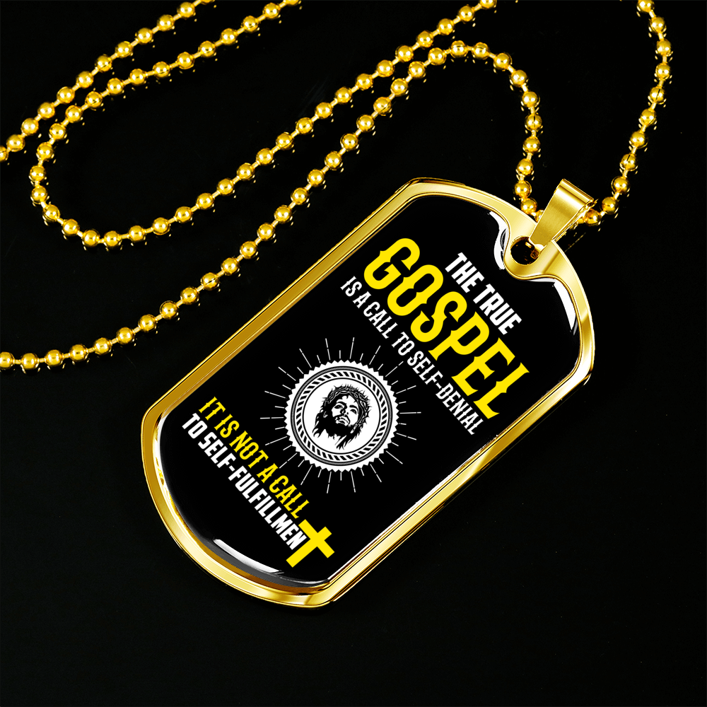 Gospel Call To Self Denial Necklace Stainless Steel or 18k Gold Dog Tag 24" Chain-Express Your Love Gifts