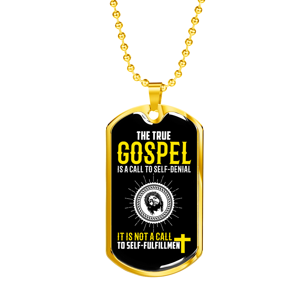Gospel Call To Self Denial Necklace Stainless Steel or 18k Gold Dog Tag 24" Chain-Express Your Love Gifts