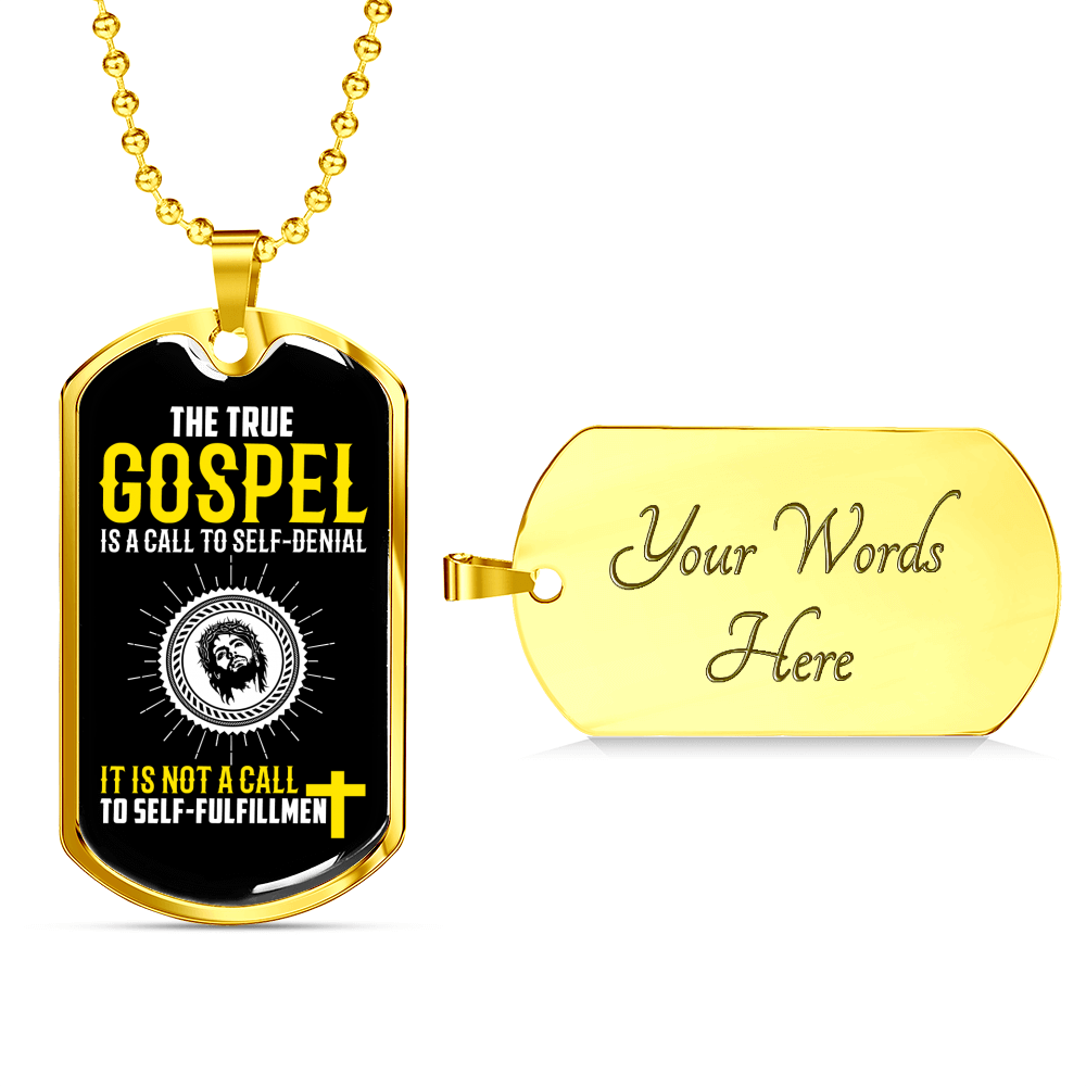 Gospel Call To Self Denial Necklace Stainless Steel or 18k Gold Dog Tag 24" Chain-Express Your Love Gifts
