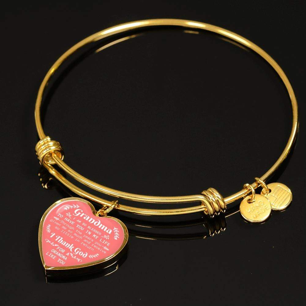 Grandma I Am So Blessed Stainless Steel or 18k Gold Heart Bangle Bracelet - Express Your Love Gifts
