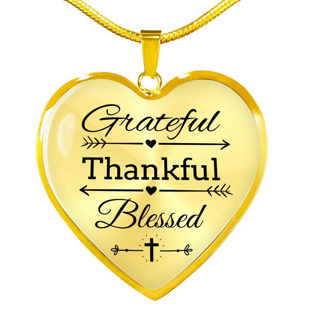 Grateful Thankful Blessed Christian Verse Gift Heart Pendant Necklace - Express Your Love Gifts