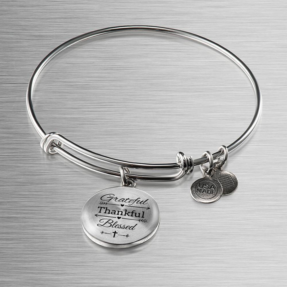 Grateful Thankful Blessed Circle Bangle Stainless Steel or 18k Gold 79 - Express Your Love Gifts