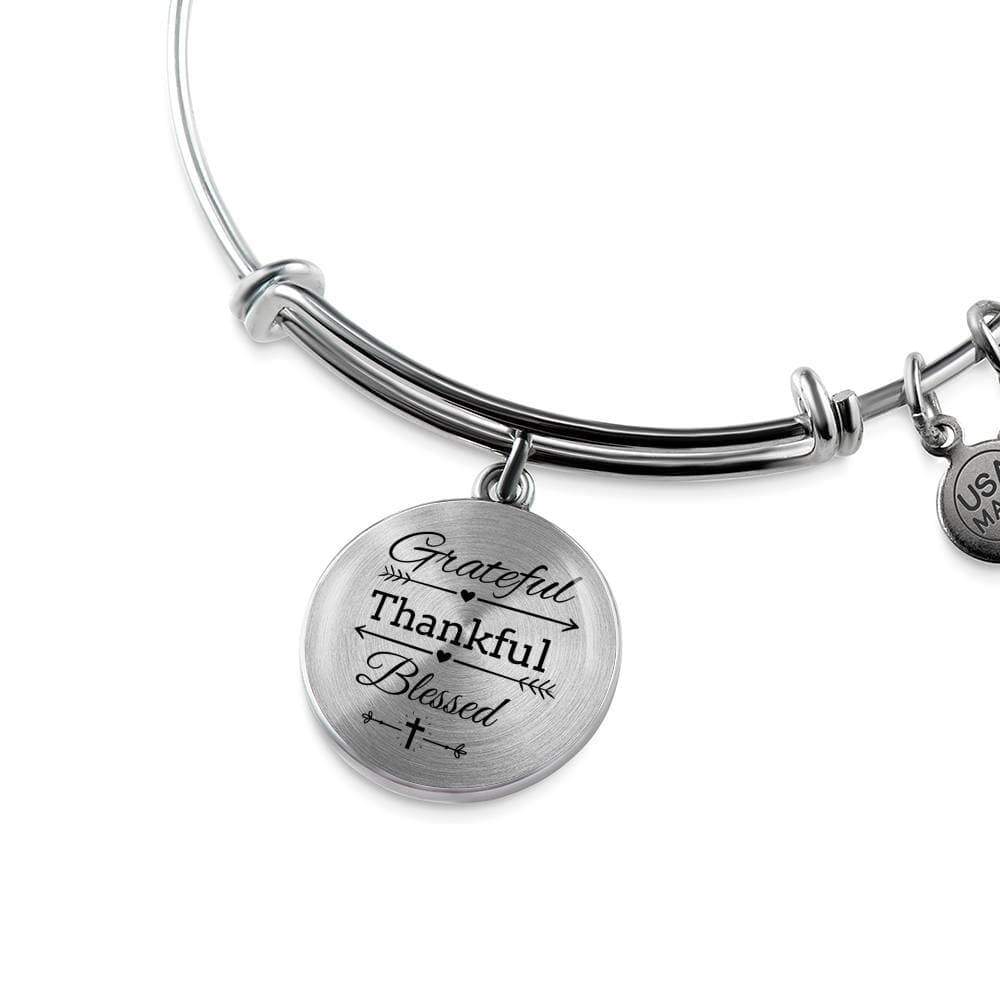 Grateful Thankful Blessed Circle Bangle Stainless Steel or 18k Gold 79 - Express Your Love Gifts