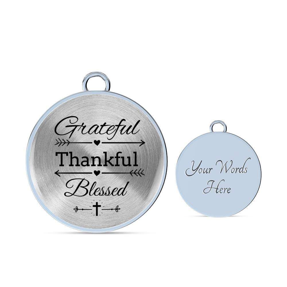 Grateful Thankful Blessed Circle Bangle Stainless Steel or 18k Gold 79 - Express Your Love Gifts