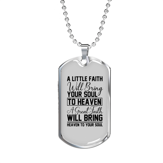 Great Faith Bring Heaven Necklace Stainless Steel or 18k Gold Dog Tag 24' Chain-Express Your Love Gifts