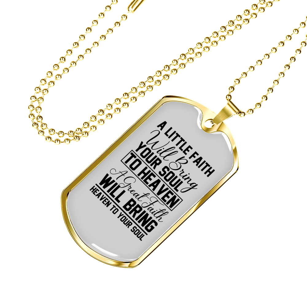 Great Faith Bring Heaven Necklace Stainless Steel or 18k Gold Dog Tag 24' Chain-Express Your Love Gifts