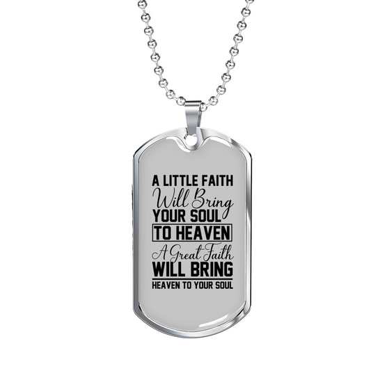Great Faith Necklace Stainless Steel or 18k Gold Dog Tag 24" Chain-Express Your Love Gifts