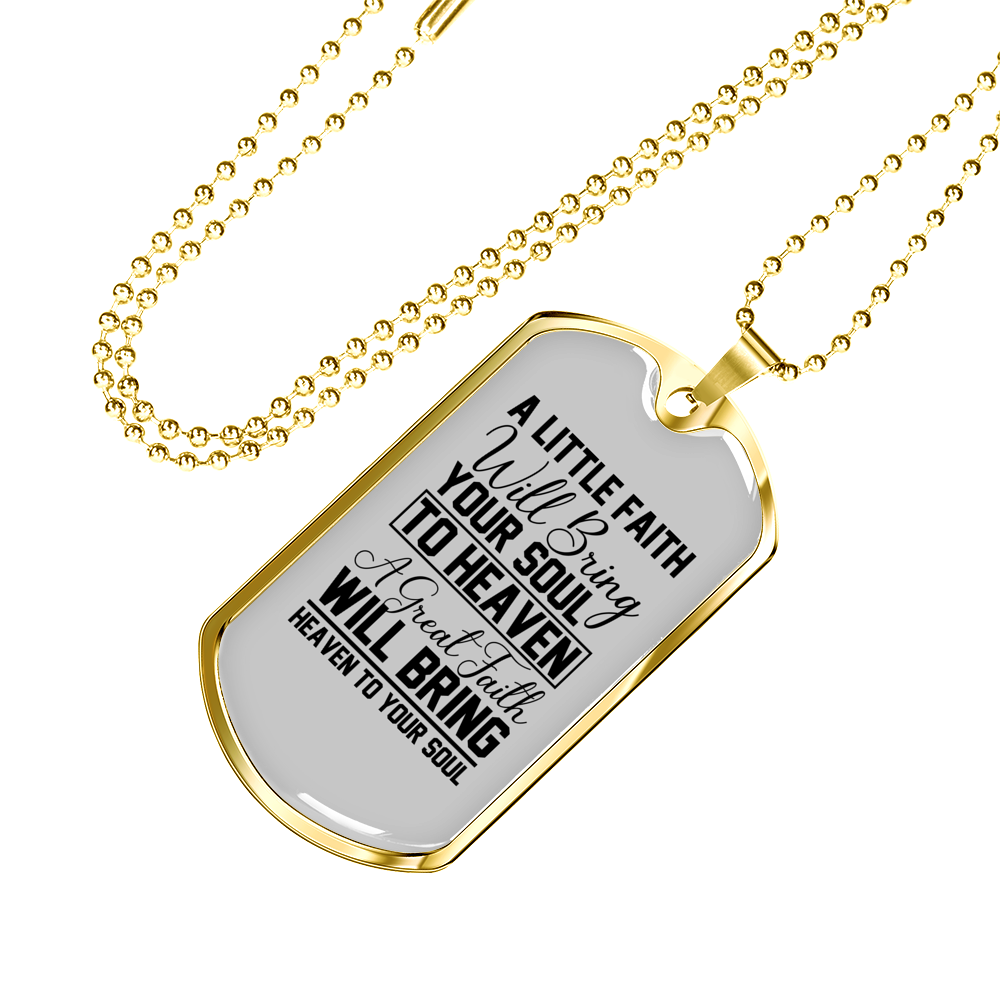 Great Faith Necklace Stainless Steel or 18k Gold Dog Tag 24" Chain-Express Your Love Gifts