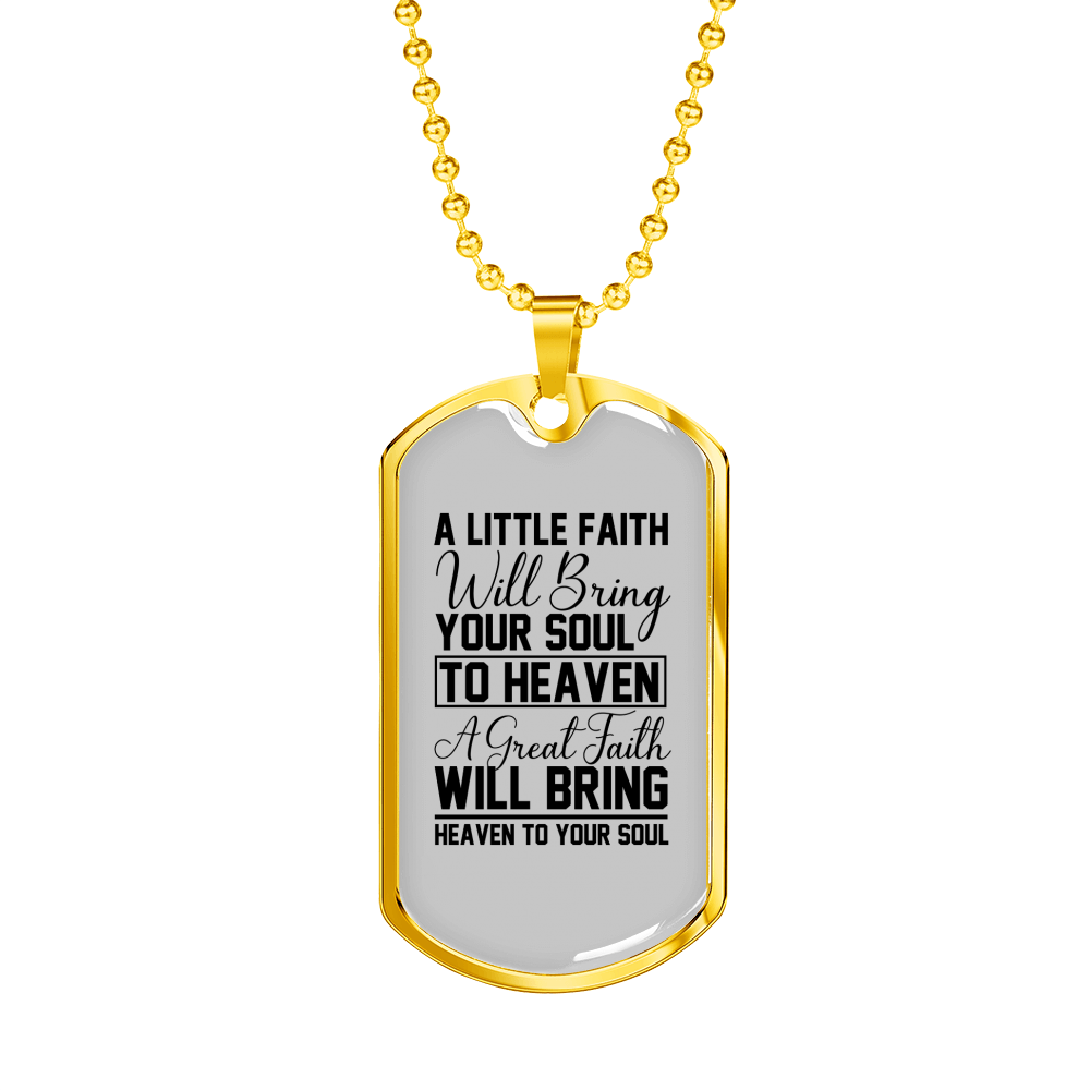 Great Faith Necklace Stainless Steel or 18k Gold Dog Tag 24" Chain-Express Your Love Gifts