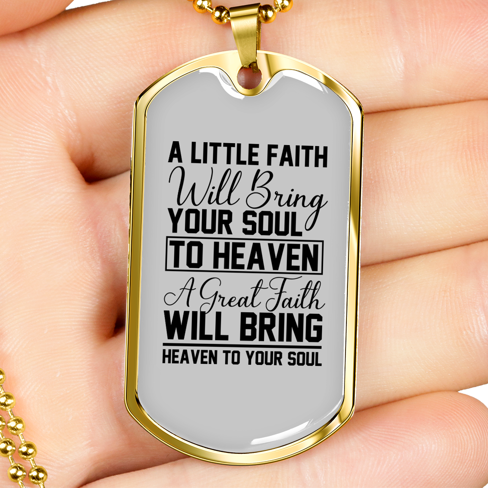 Great Faith Necklace Stainless Steel or 18k Gold Dog Tag 24" Chain-Express Your Love Gifts