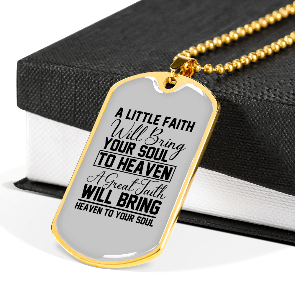 Great Faith Necklace Stainless Steel or 18k Gold Dog Tag 24" Chain-Express Your Love Gifts