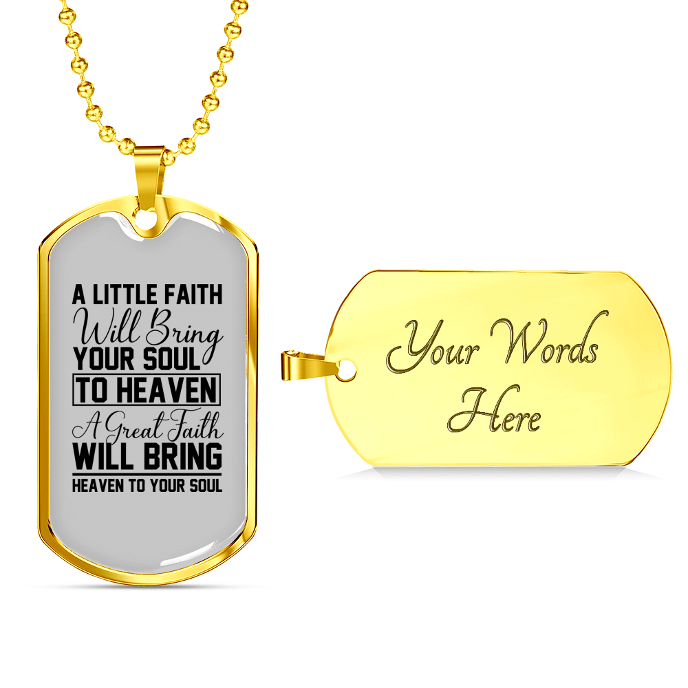 Great Faith Necklace Stainless Steel or 18k Gold Dog Tag 24" Chain-Express Your Love Gifts
