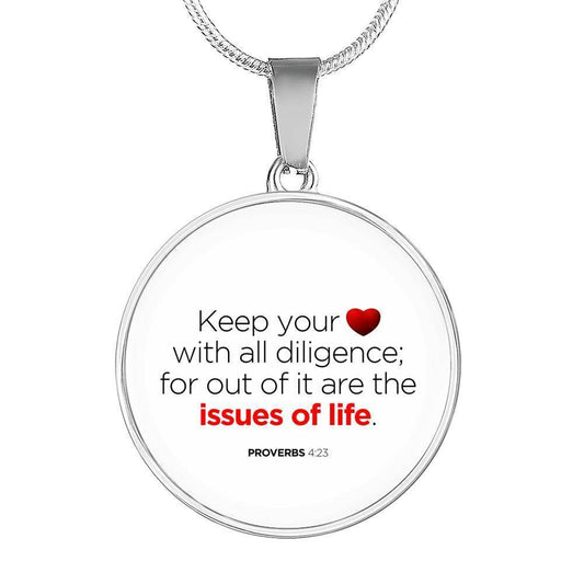 Guard Your Heart Proverbs 4:23 Circle Necklace Stainless Steel or 18k Gold 18-22"