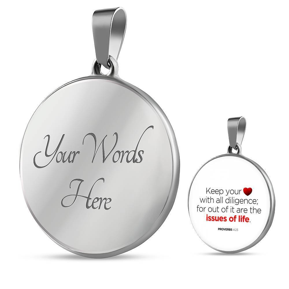 Guard Your Heart Proverbs 4:23 Circle Necklace Stainless Steel or 18k Gold 18-22"