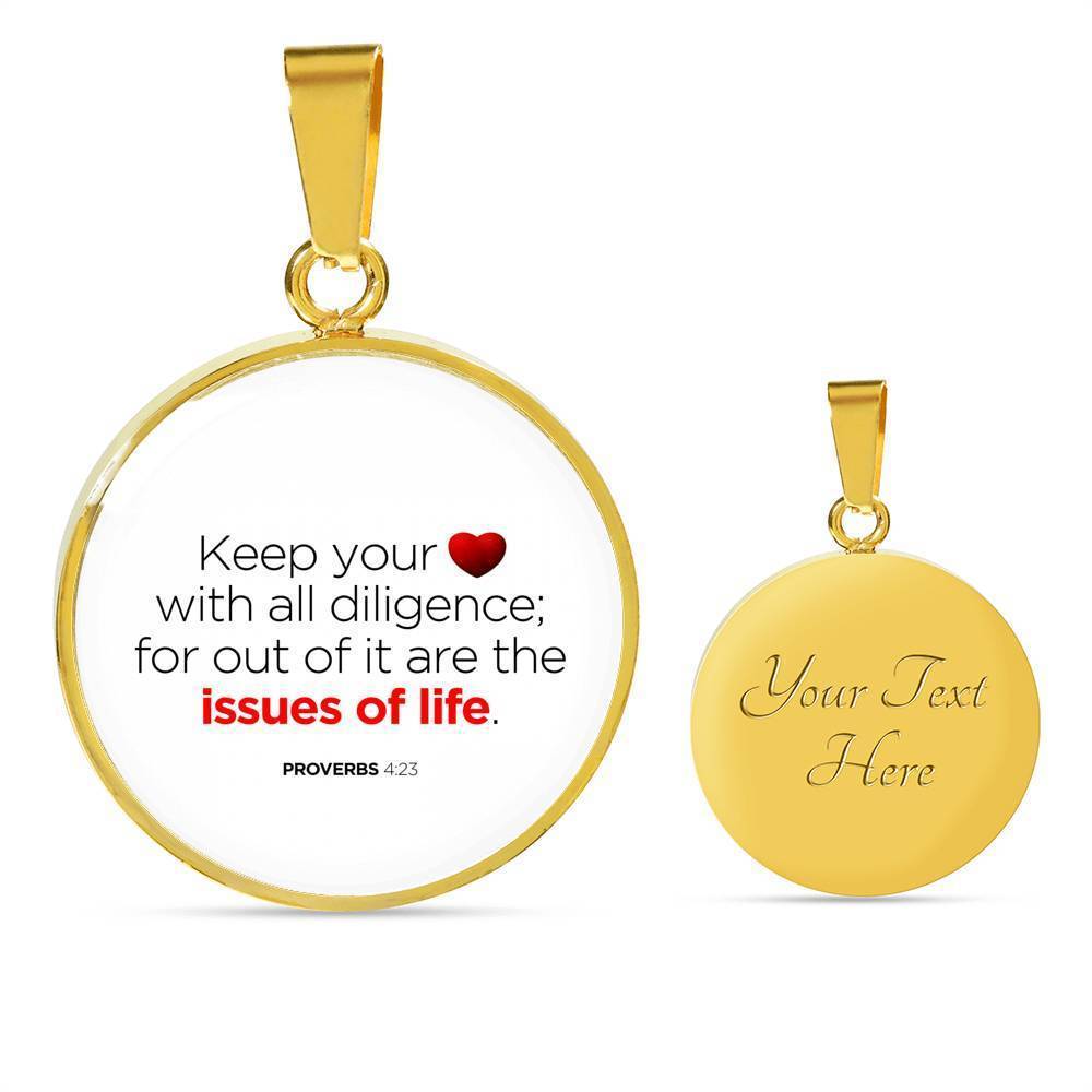Guard Your Heart Proverbs 4:23 Circle Necklace Stainless Steel or 18k Gold 18-22"