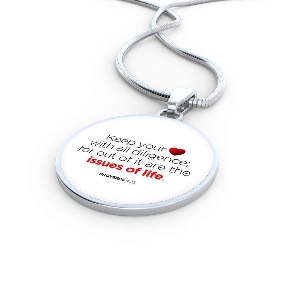 Guard Your Heart Proverbs 4:23 Circle Necklace Stainless Steel or 18k Gold 18-22"-Express Your Love Gifts